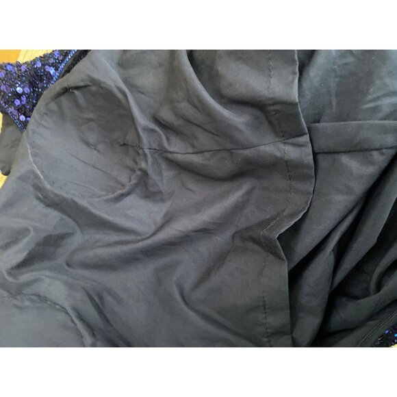 1990s Scala Royal Blue Sequin One Shoulder Gown Open Back Evening Dress Sz M - Picture 4 of 16